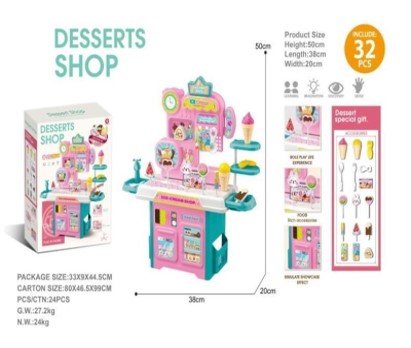 Juego Realista Estación de Helado con 32 Accesorios